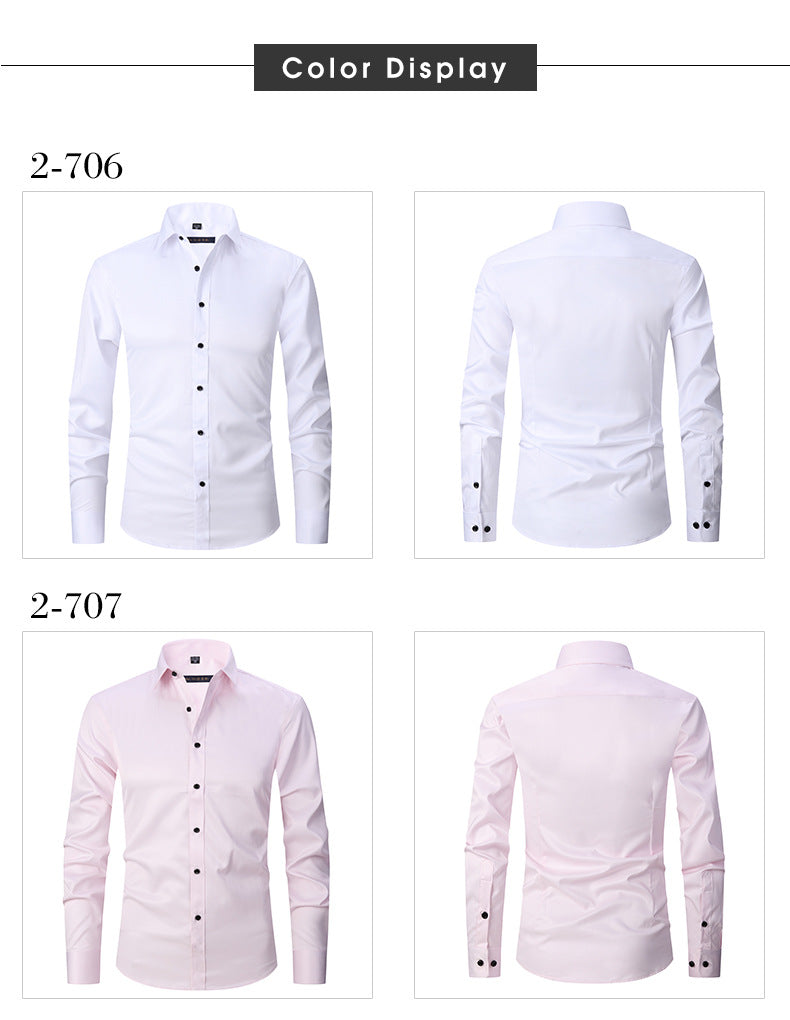 Spring and autumn casual tops, professional shirts, company work clothes, high-end commuting, iron-free business white shirts
