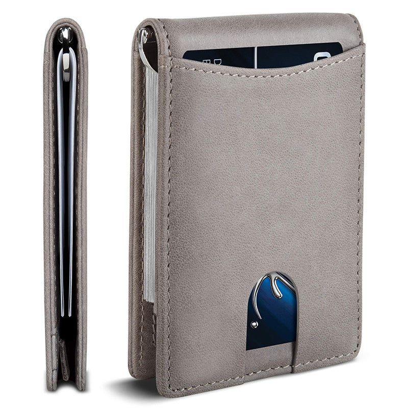 Genuine leather card holder, multifunctional ID card holder, anti-demagnetization, men's genuine leather dollar wallet, high-end style