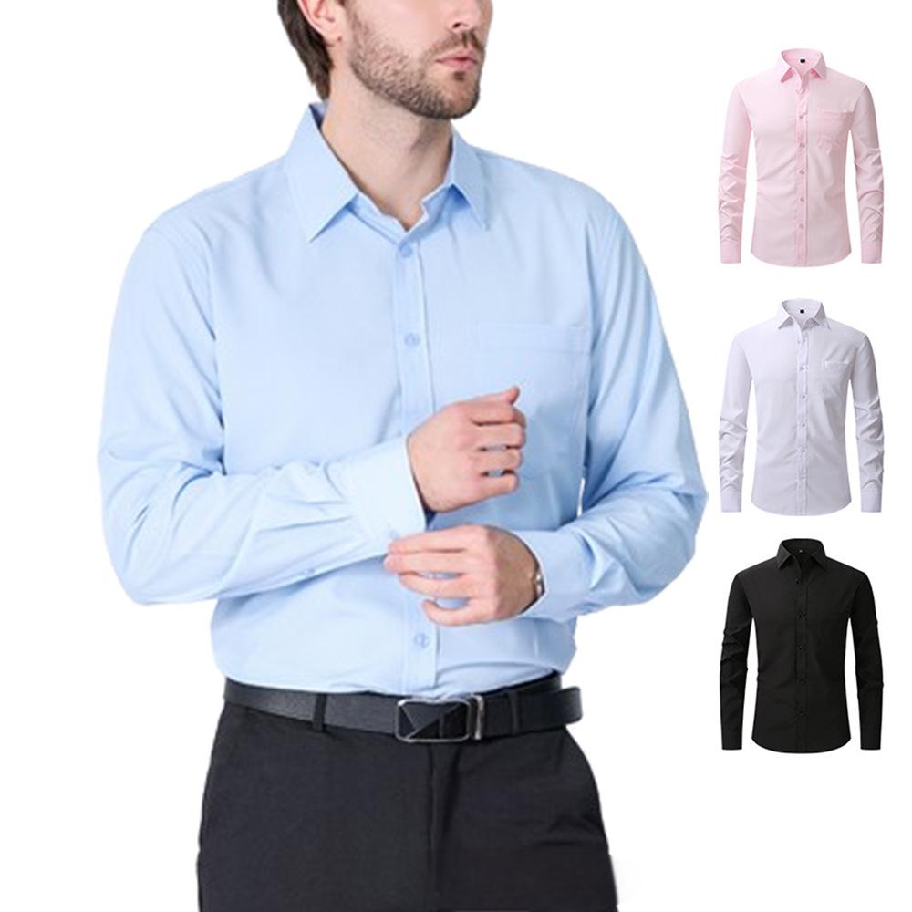 Men's shirt commuting solid white shirt