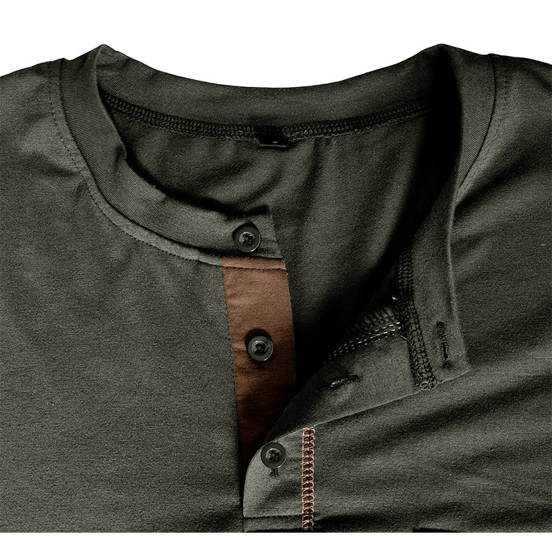 Men's long-sleeved t-shirts, men's henley shirts, Amazon color-blocked t-shirt tops
