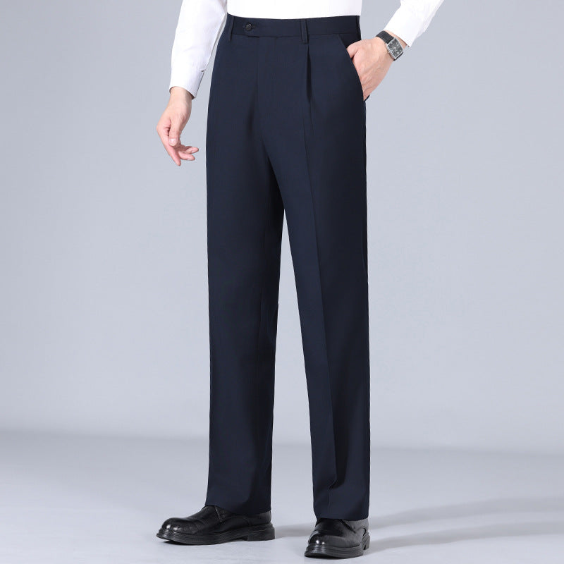 New Men's Suit Trousers Business Wool Formal High Waist Professional Straight Men's Suit Trousers