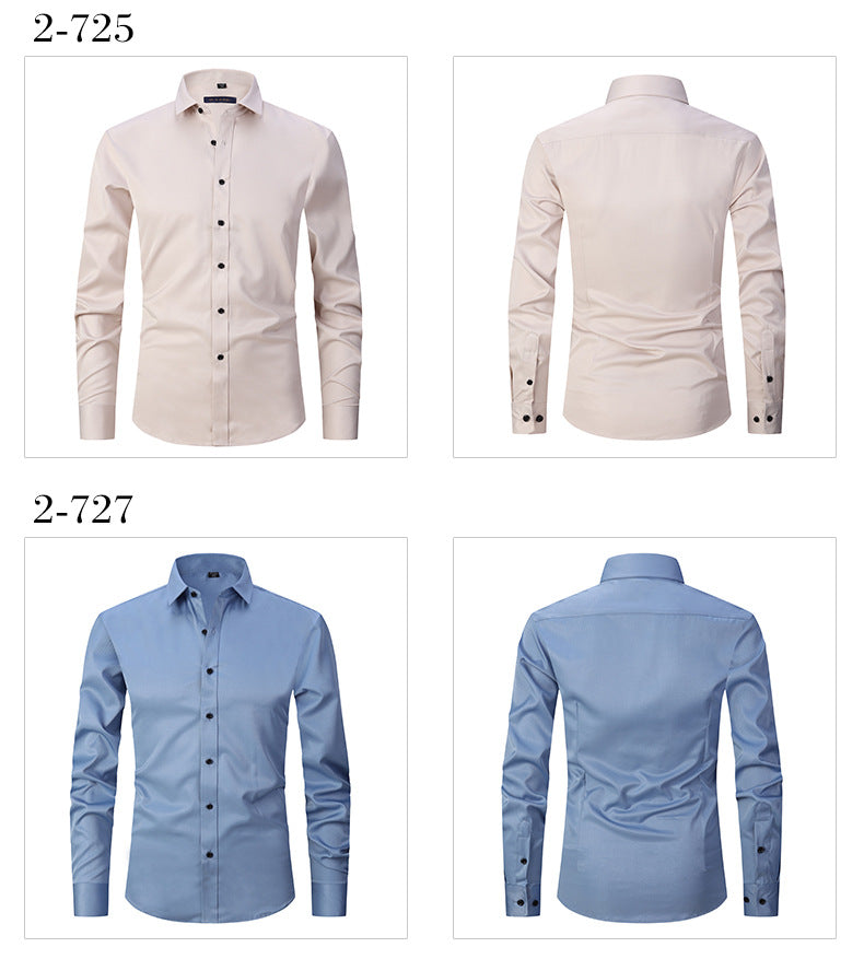 Spring and autumn casual tops, professional shirts, company work clothes, high-end commuting, iron-free business white shirts
