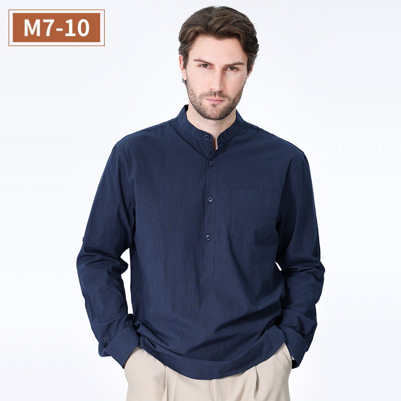 Spring Men's Casual Shirt Pure Cotton Long Sleeve American Retro Shirt
