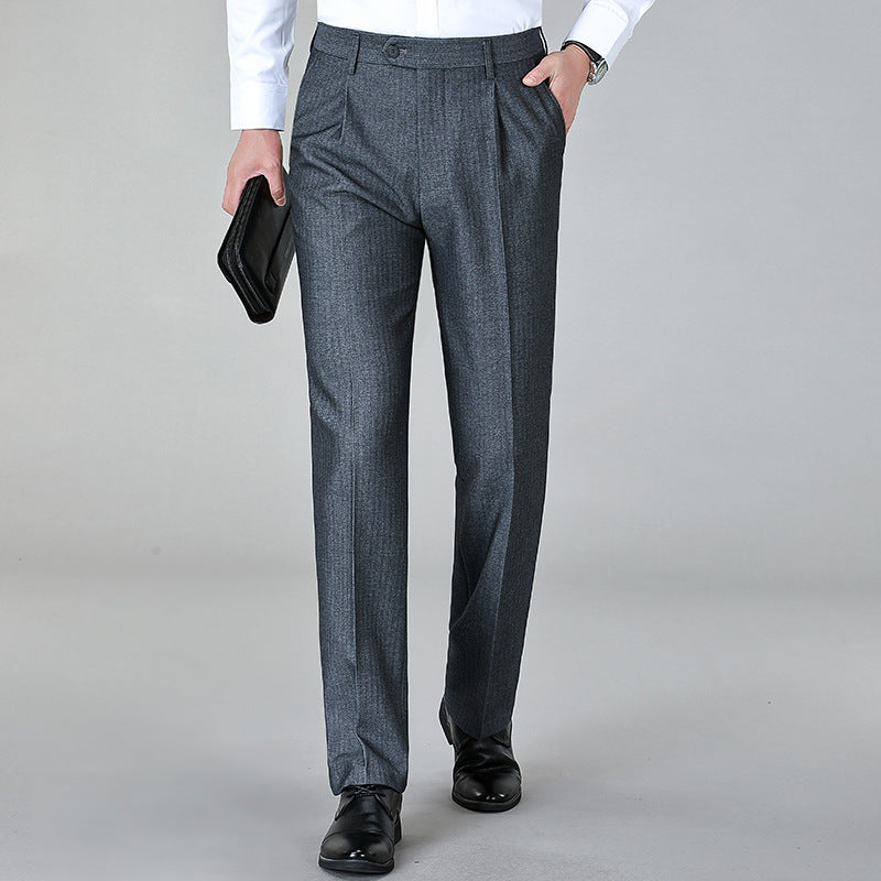 New Men's Suit Trousers Business Wool Formal High Waist Professional Straight Men's Suit Trousers