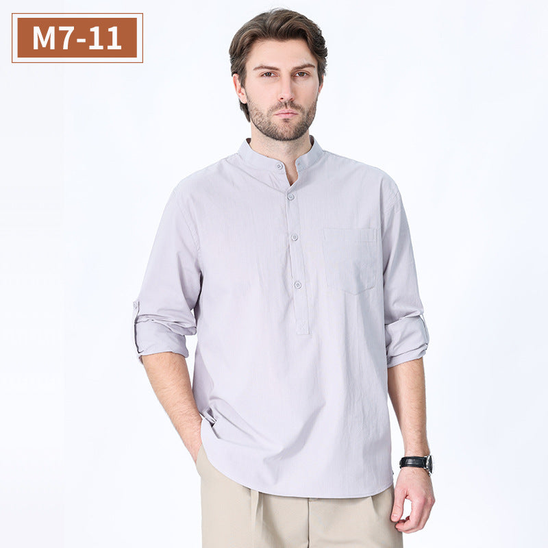 Spring Men's Casual Shirt Pure Cotton Long Sleeve American Retro Shirt