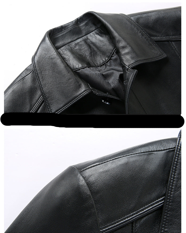 2025 Autumn and Winter First Layer Sheepskin Leather Jacket Men's Genuine Leather Jacket Short Leather Coat