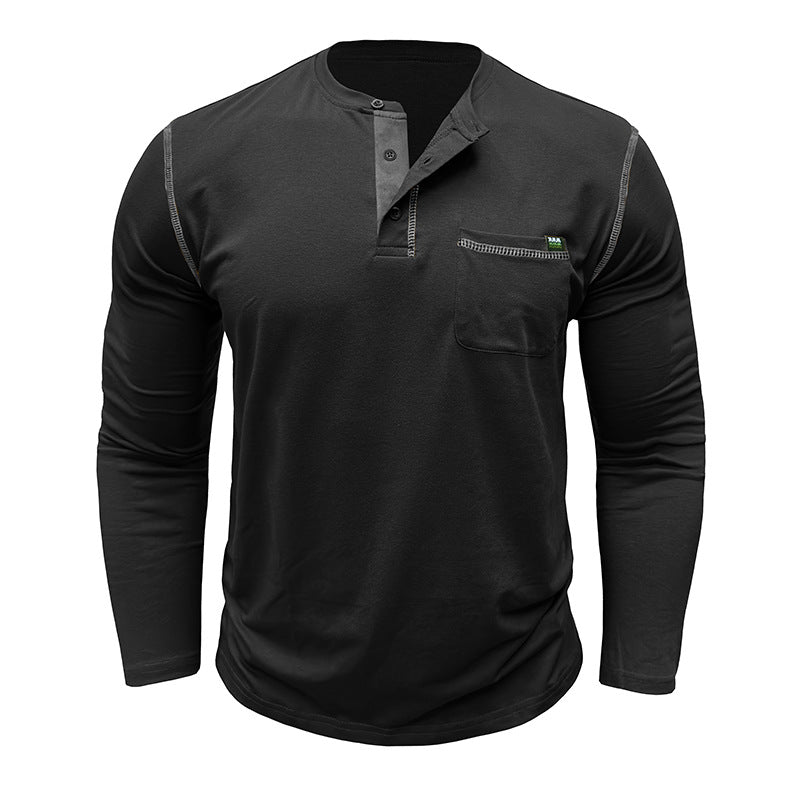 Men's long-sleeved t-shirts, men's henley shirts, Amazon color-blocked t-shirt tops