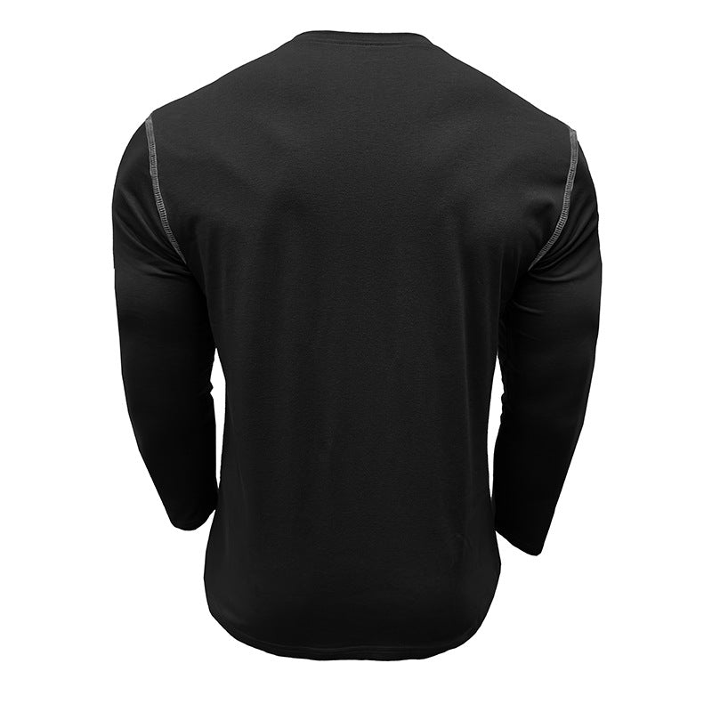 Men's long-sleeved t-shirts, men's henley shirts, Amazon color-blocked t-shirt tops