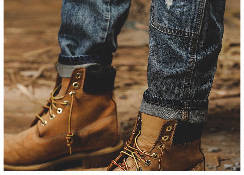 American heavyweight retro work pants men's loose straight men's jeans trendy brand ripped men's casual men's pants