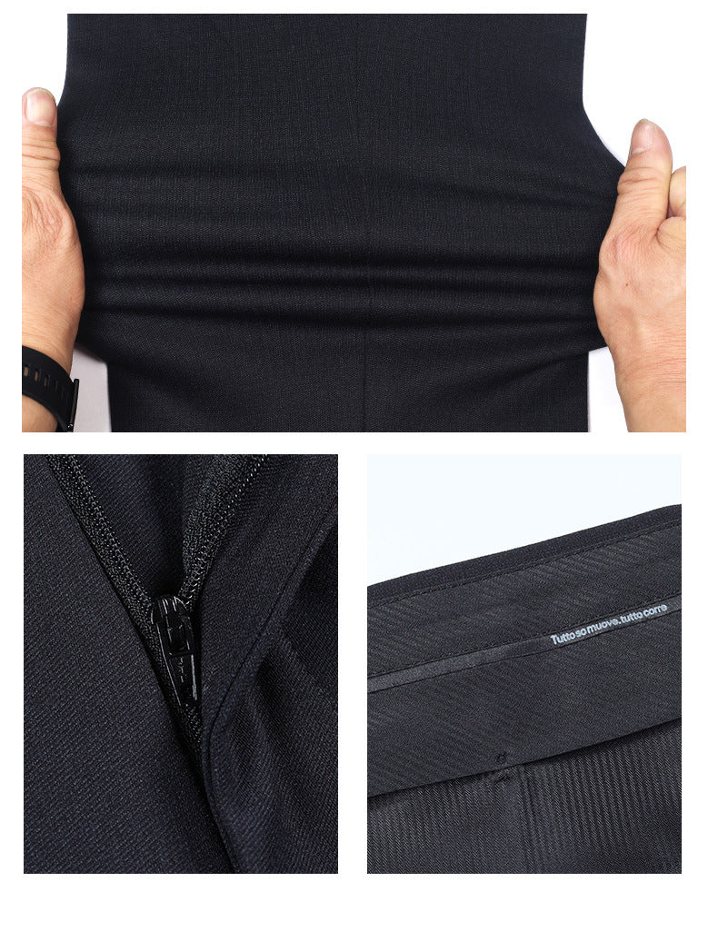 Autumn and winter wool trousers high-end elastic men's business casual mulberry silk drape suit trousers men
