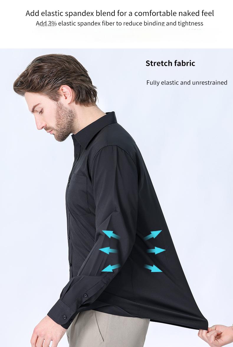 Four-sided elastic commuting simple white shirt men's long-sleeved business high-end formal wearblue