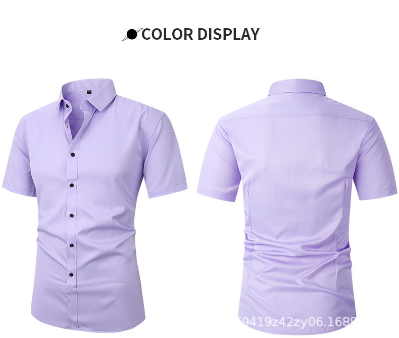Short-sleeved shirt solid color business commuting simple men's clothes