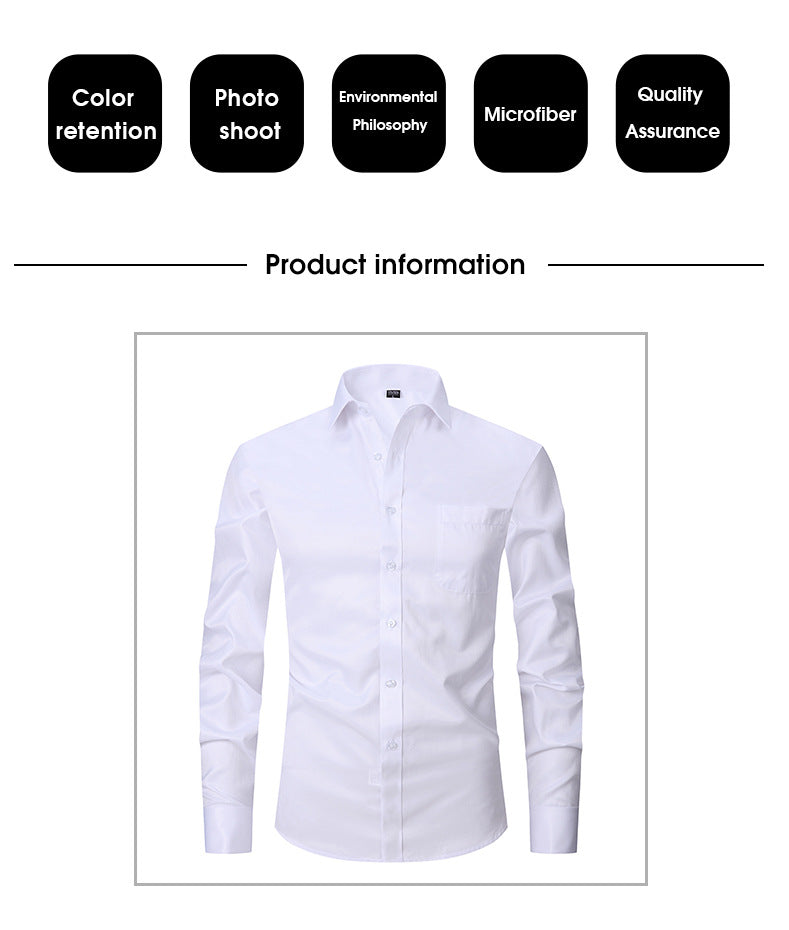 Men's shirt commuting solid white shirt
