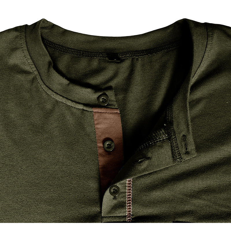 Men's long-sleeved t-shirts, men's henley shirts, Amazon color-blocked t-shirt tops