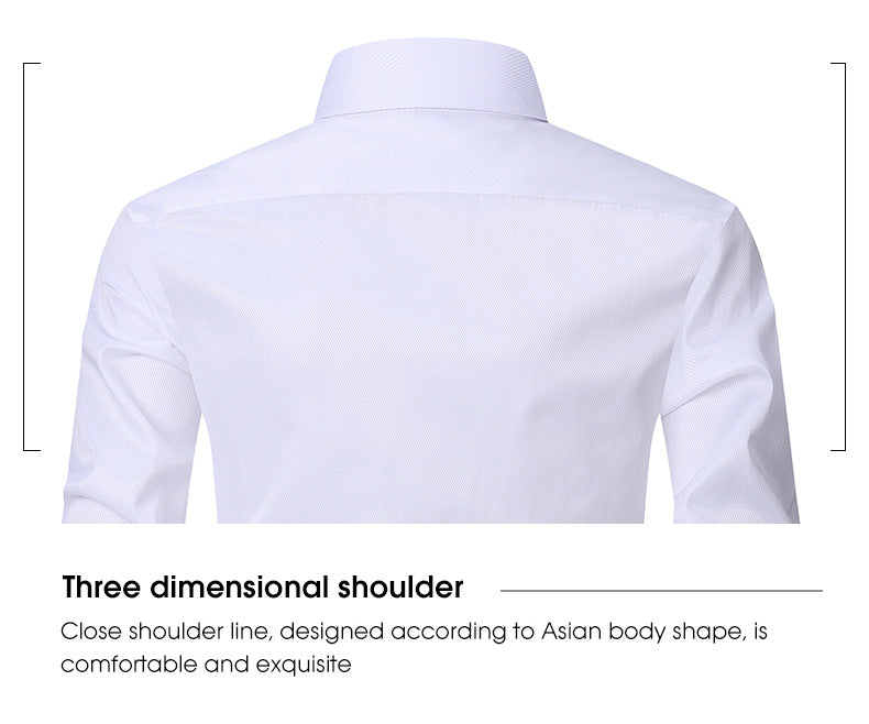 2025new business commuting men's white shirt solid color workwear long-sleeved shirt
