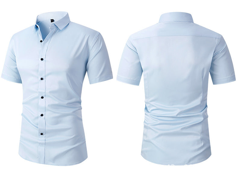Short-sleeved shirt solid color business commuting simple men's clothes