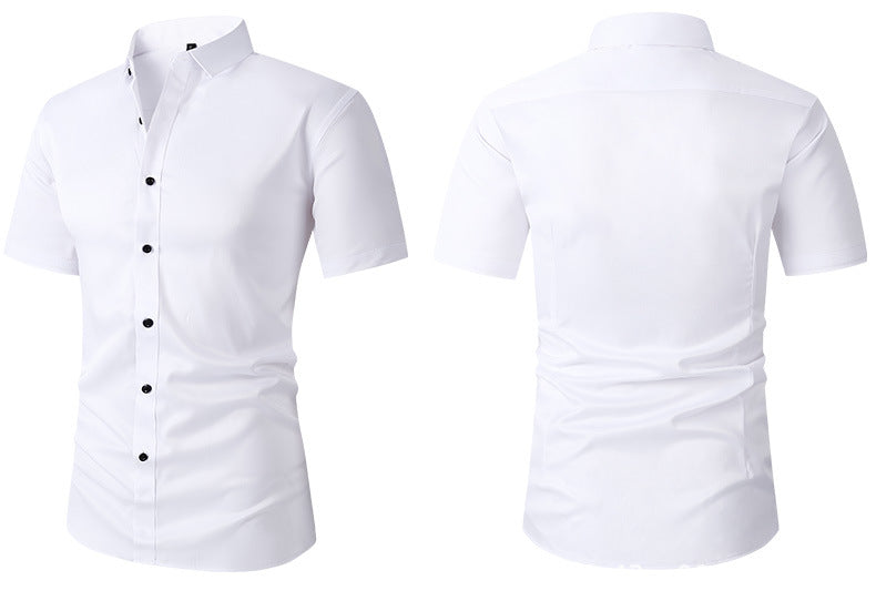 Short-sleeved shirt solid color business commuting simple men's clothes