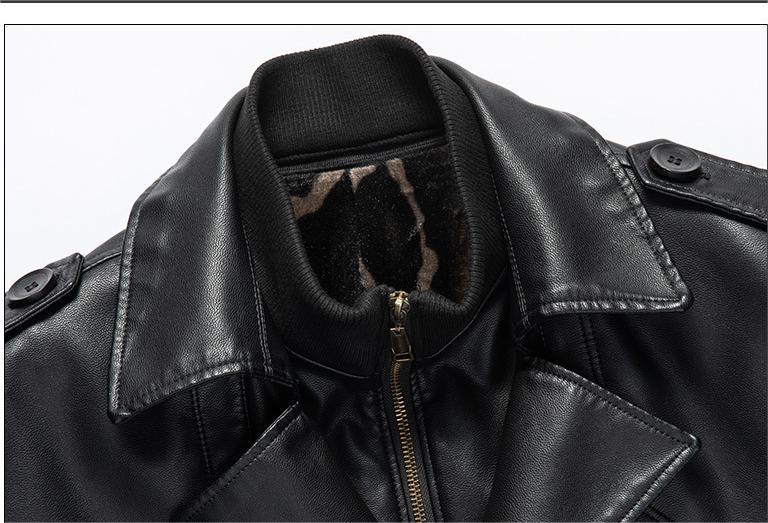 2024 Autumn and Winter Genuine Leather Jacket Men's High-end Long Over-Knee Sheepskin Coat Large Size Medium-Length Leather Windbreaker Plus Velvet