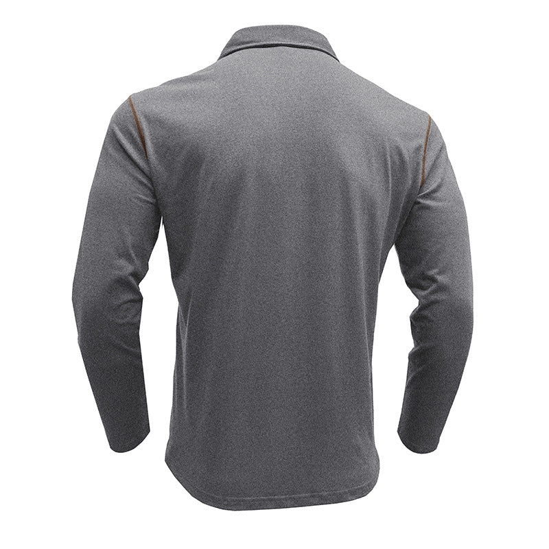 2025 Men's Casual Long Sleeve Polo Lapel T-shirt American Colorblock Top