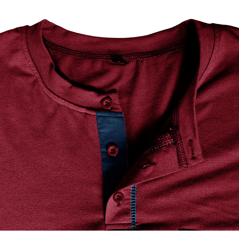 Men's long-sleeved t-shirts, men's henley shirts, Amazon color-blocked t-shirt tops