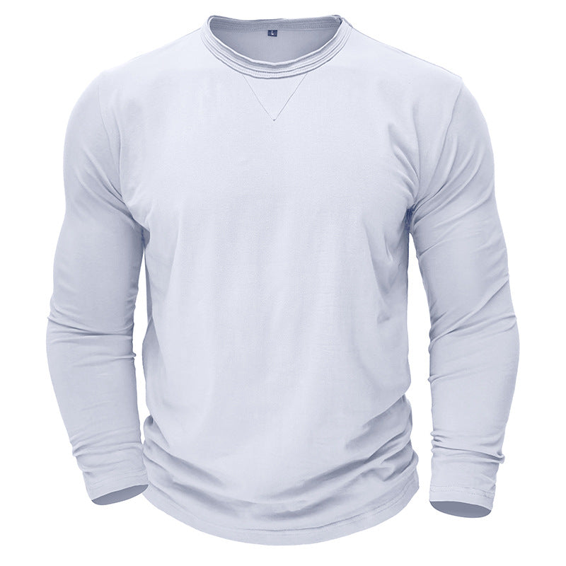 2025 new long-sleeved round neck T-shirt foreign trade men's cotton bottoming shirt