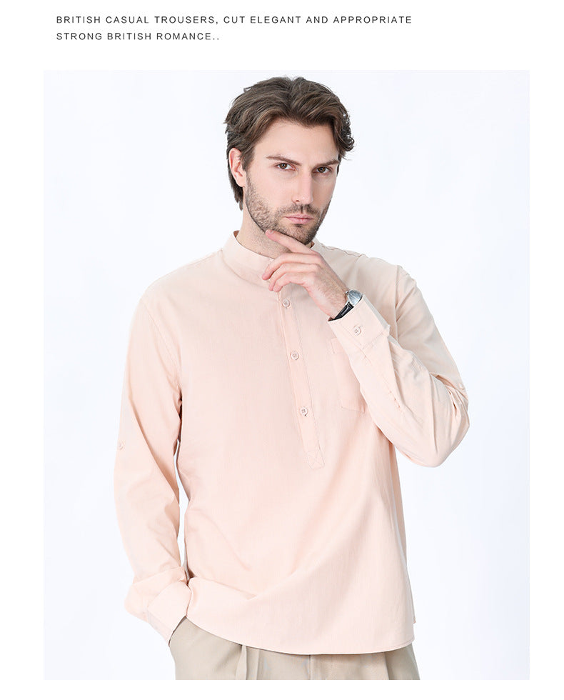 Spring Men's Casual Shirt Pure Cotton Long Sleeve American Retro Shirt