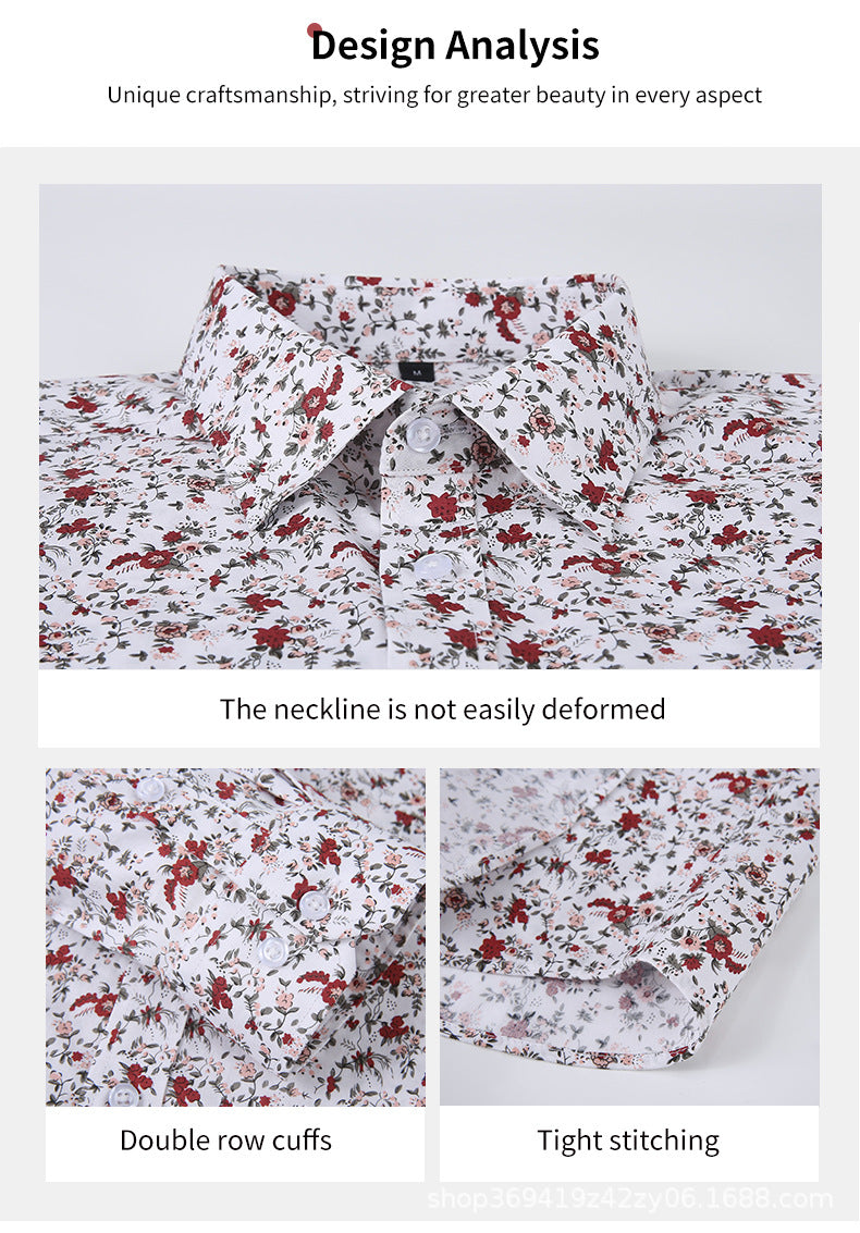 Printed inch shirt men's loose business American shirt top floral shirt