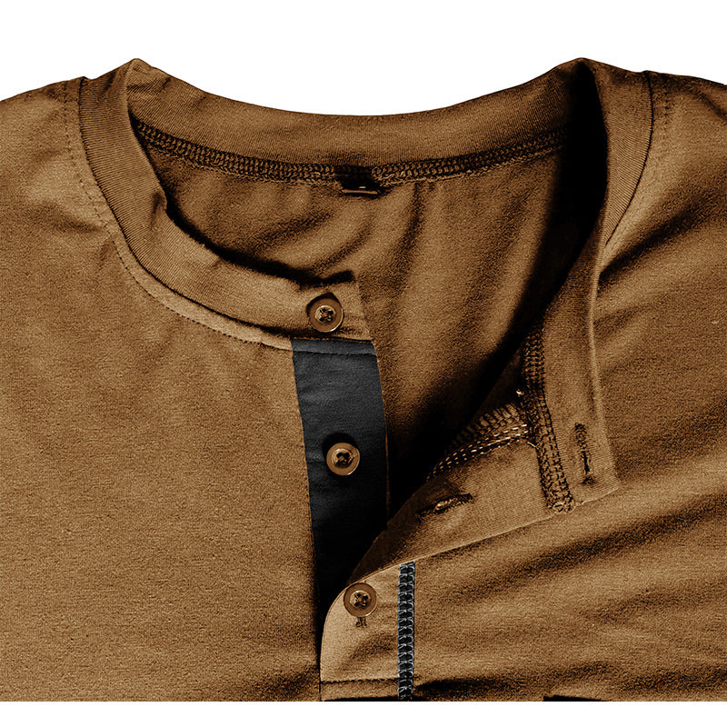 Men's long-sleeved t-shirts, men's henley shirts, Amazon color-blocked t-shirt tops