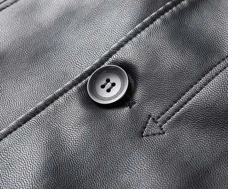 PU leather long coat