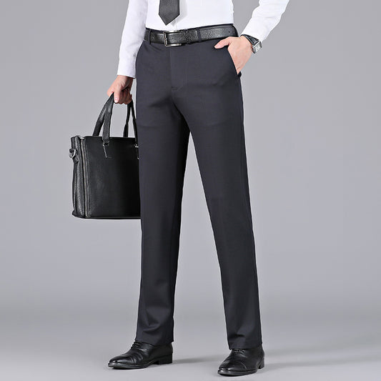 Autumn and winter wool trousers high-end elastic men's business casual mulberry silk drape suit trousers men