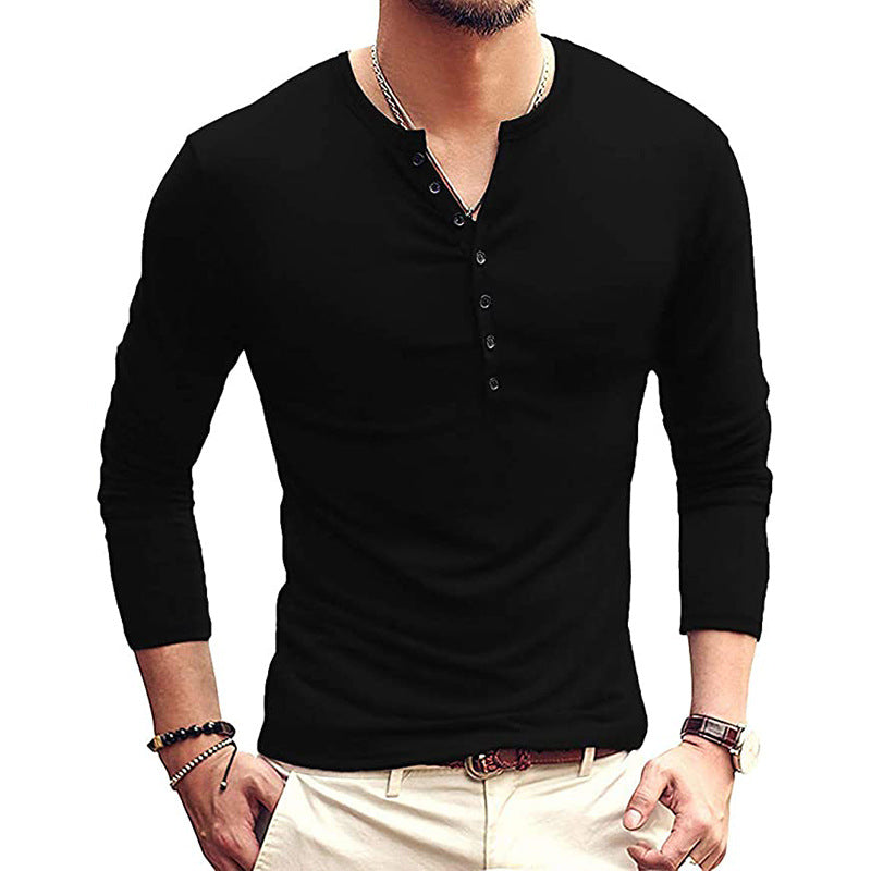 Sports slim muscle men's short-sleeved T-shirt fitness elastic thread tight solid color American Henry