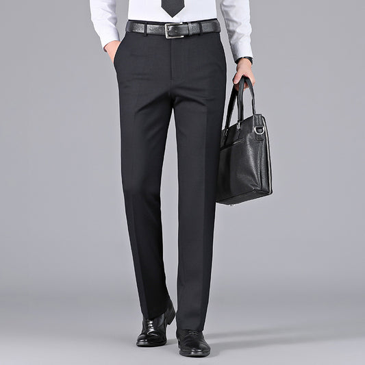 Men's thick wool stretch straight casual suit pants for autumn and winter