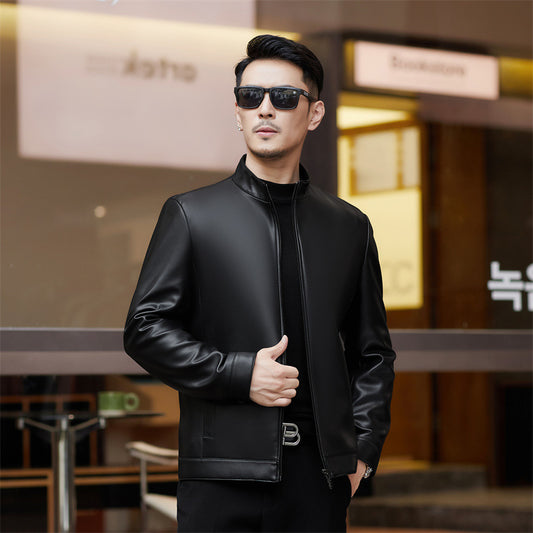 Sheep leather leather jacket, men's leather jacket, coat lining down jacket