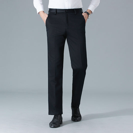 Men's straight-leg workwear trousers, business elastic men's trousers, free ironing