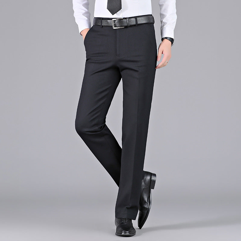 Men's thick wool stretch straight casual suit pants for autumn and winter