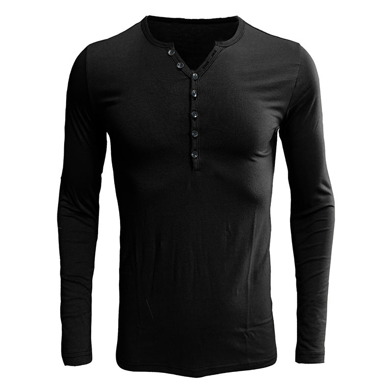 Sports slim muscle men's short-sleeved T-shirt fitness elastic thread tight solid color American Henry