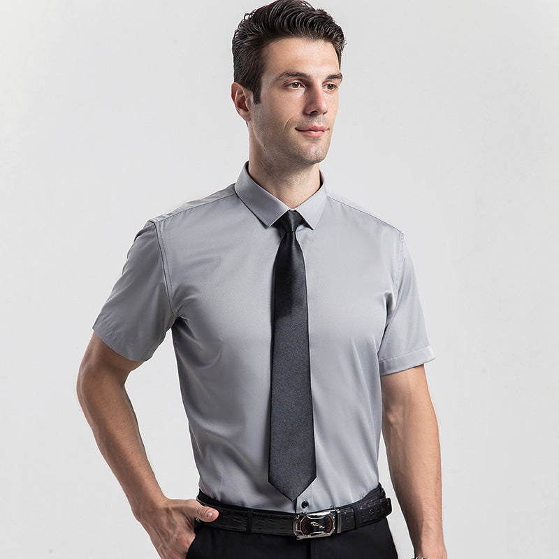 Short-sleeved shirt solid color business commuting simple men's clothes
