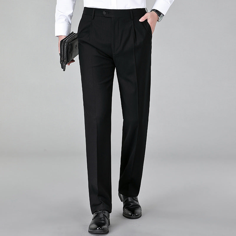 New Men's Suit Trousers Business Wool Formal High Waist Professional Straight Men's Suit Trousers