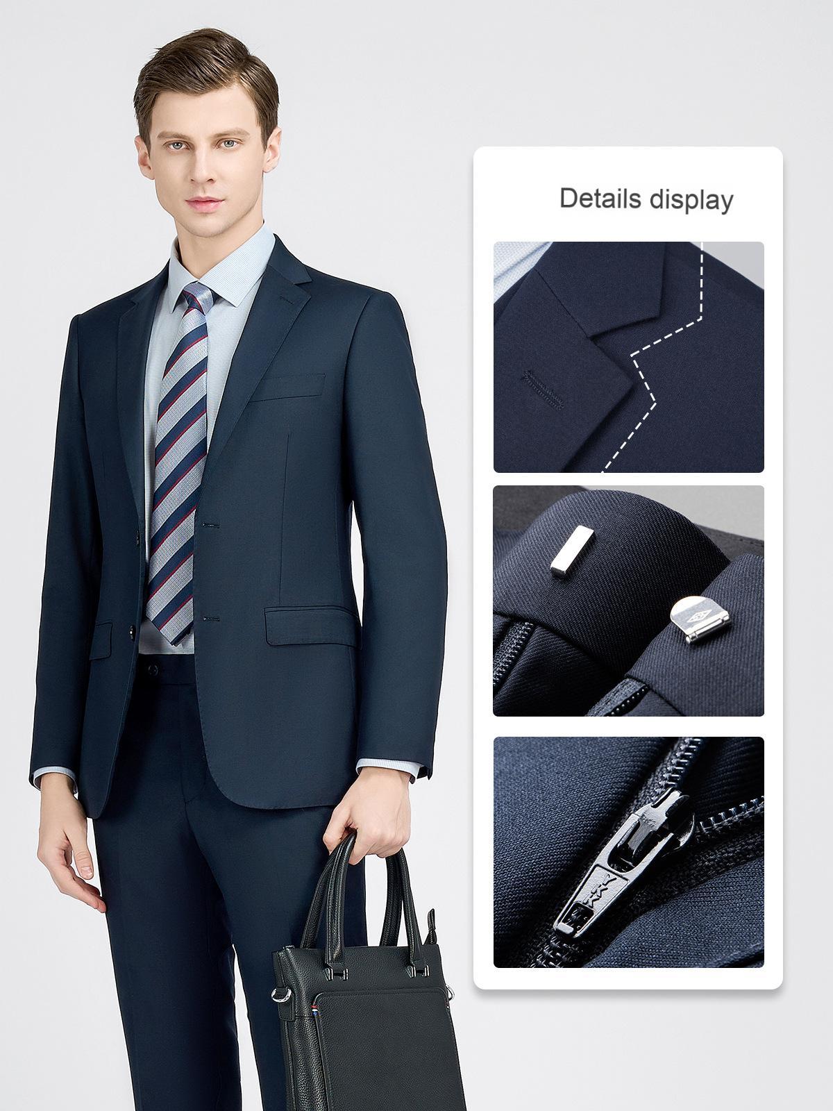High-end men's suits, navy blue machine washable wool suit jackets, men's groomsmen's suits, professional suits
