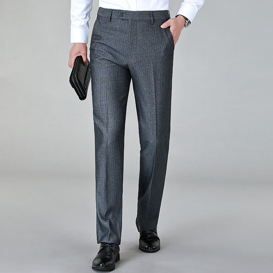 New Men's Suit Trousers Business Wool Formal High Waist Professional Straight Men's Suit Trousers