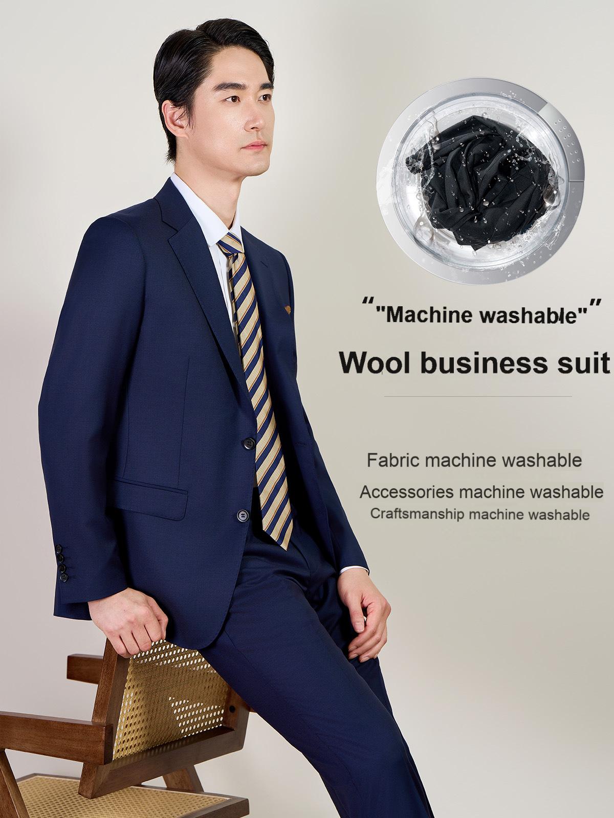 High-end professional suits for men, wool, machine washable groomsmen suits, wedding white-collar formal suits, men's suits for autumn, full set