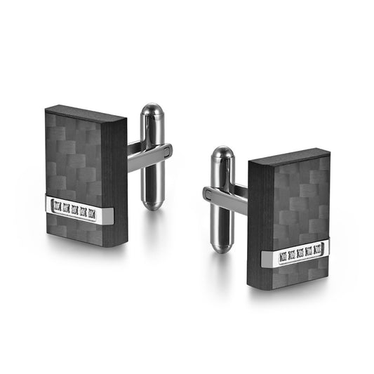 New stainless steel combined solid carbon fiber cufflinks European and American men's titanium steel suit shirt cufflinks
