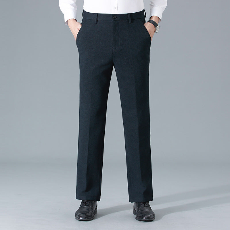 Autumn and winter men's wool trousers loose brushed straight high waist trousers