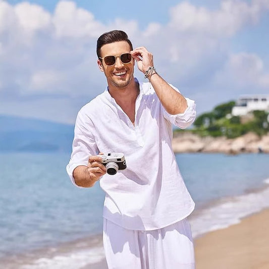 Spring Men's Casual Shirt Pure Cotton Long Sleeve American Retro Shirt