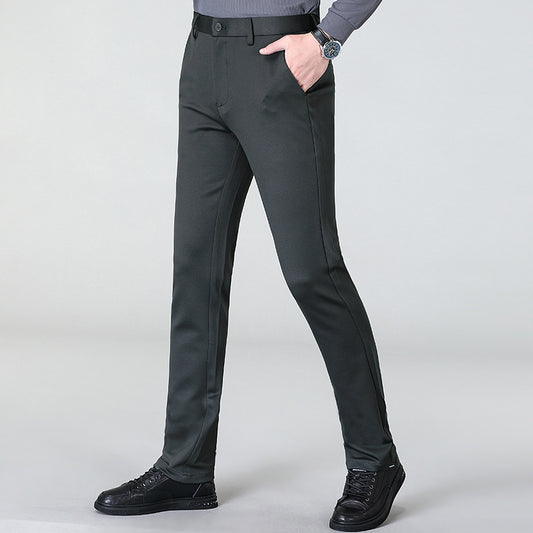 Men's casual trousers for autumn and winter, thick and high-end middle-aged and young people, small straight tube