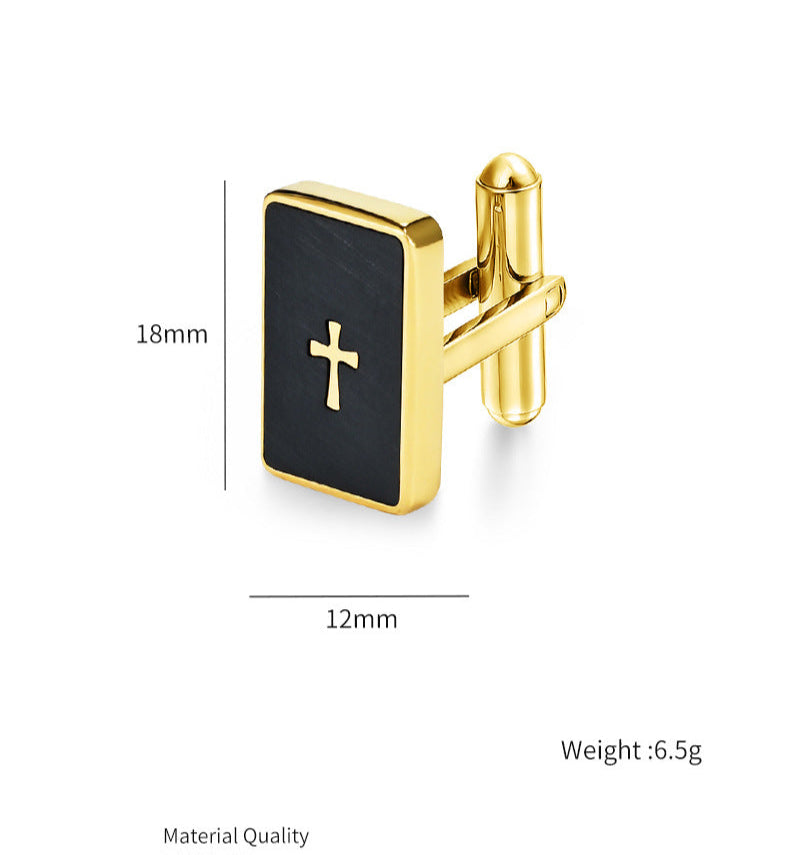 Men's two-color random sand bevel stainless steel cufflinks titanium steel cufflinks fashionable French men's shirt cufflink