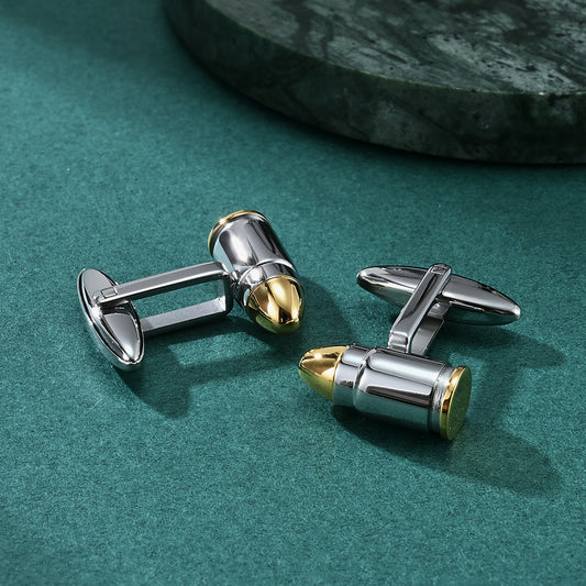 Creative bullet-shaped electric men's cufflinks, fashionable suit shirt stainless steel cufflinks