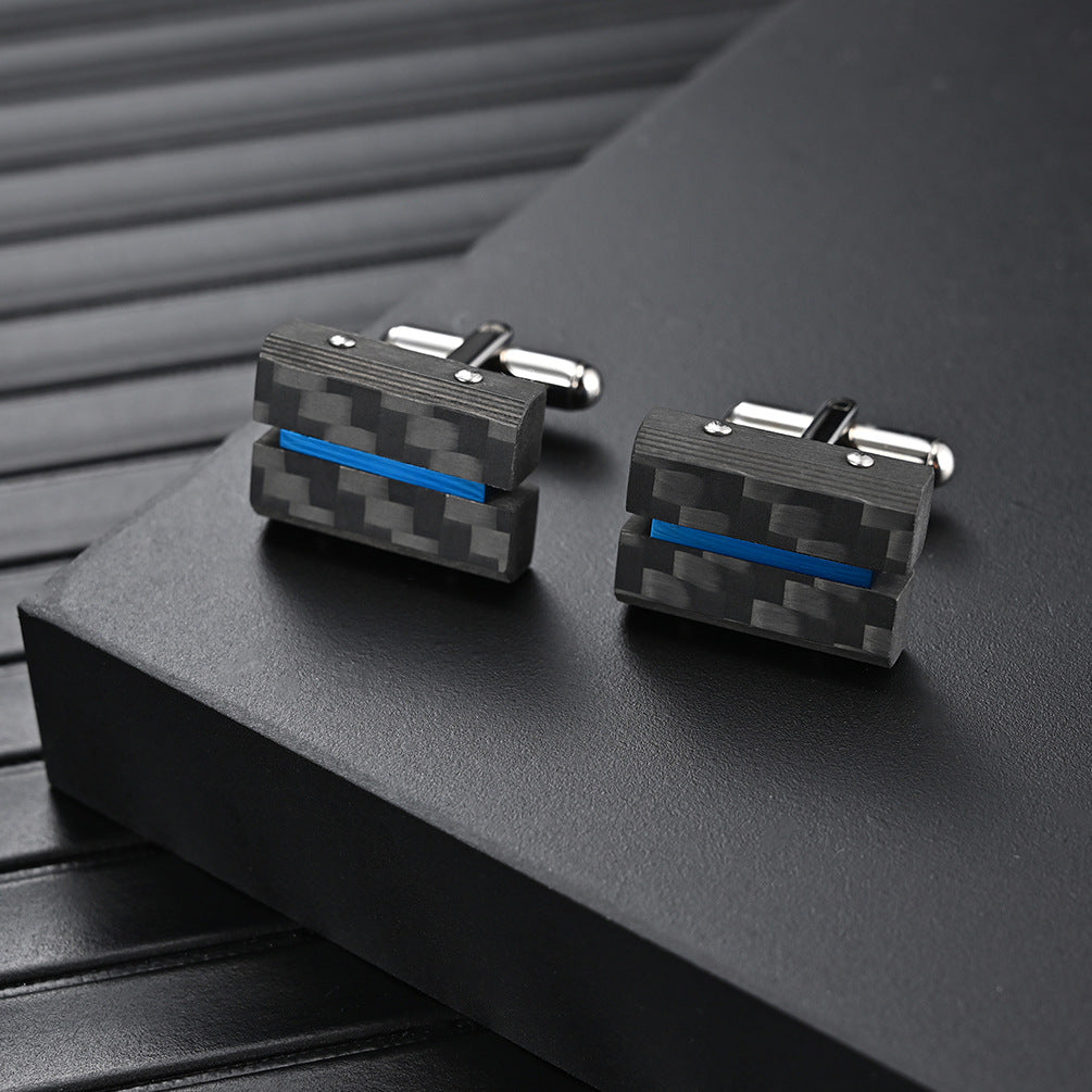 Stainless steel combined with solid carbon fiber cufflinks for European and American men's suit shirt cufflinks
