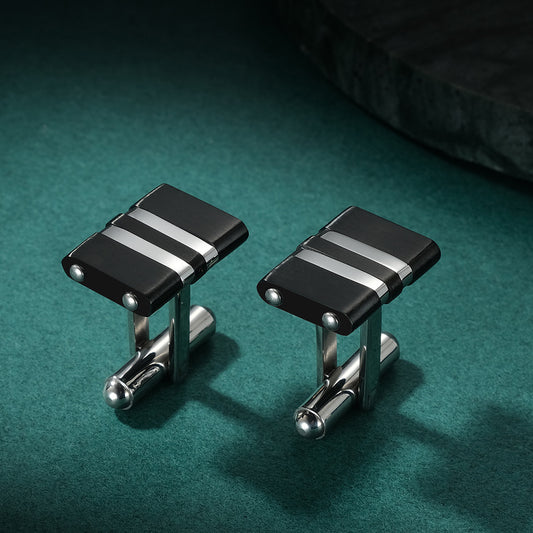 New stainless steel combination solid two-color men's cufflinks European and American titanium steel suit shirt cufflinks