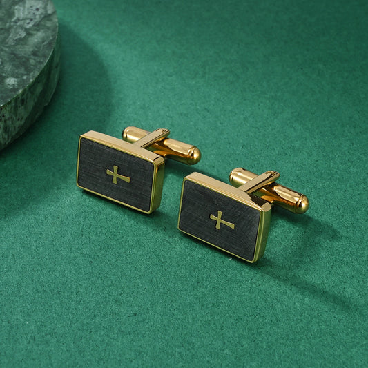 Men's two-color random sand bevel stainless steel cufflinks titanium steel cufflinks fashionable French men's shirt cufflink